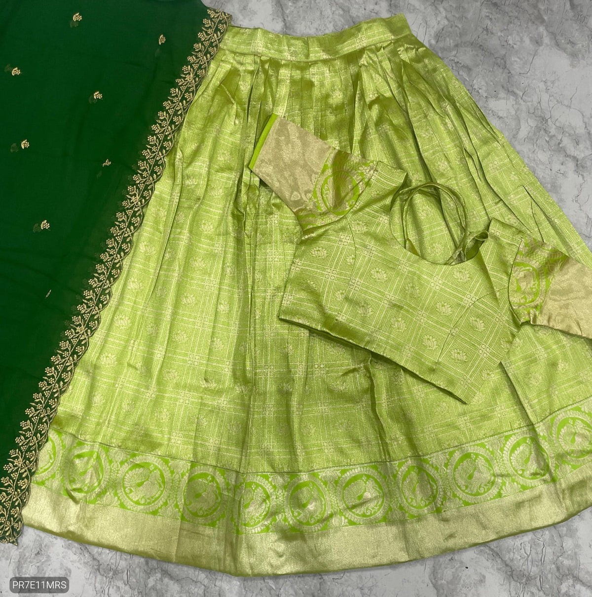 Kanjivaram Silk Lehenga Choli Set with Zari Weaving & Georgette Dupatta