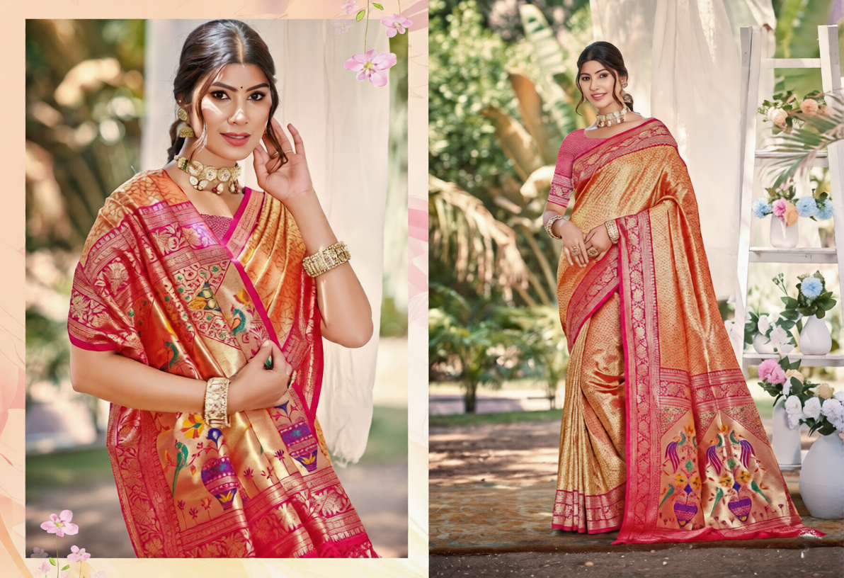 Kanjivaram Silk Saree with Kanjivaram Silk Blouse Piece