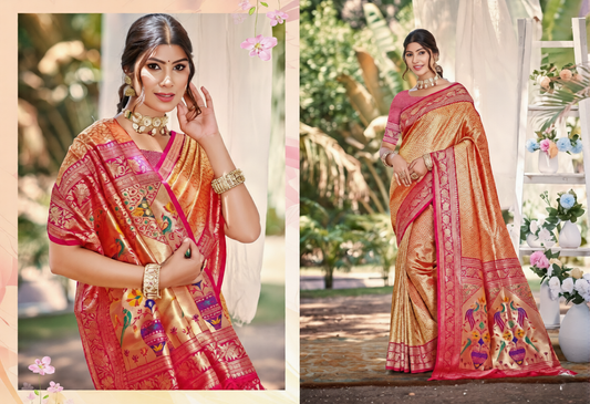 Kanjivaram Silk Saree with Kanjivaram Silk Blouse Piece