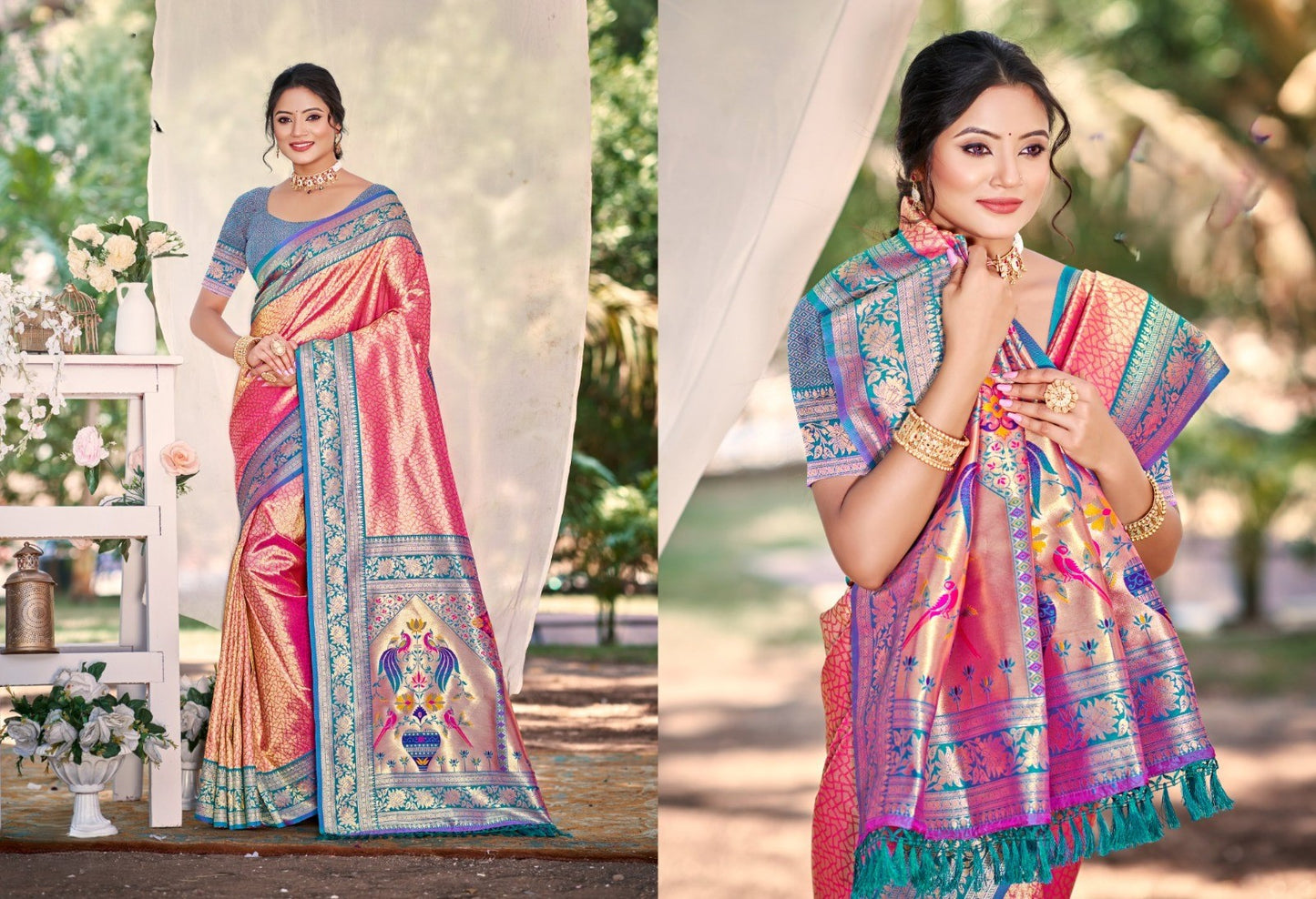 Kanjivaram Silk Saree with Kanjivaram Silk Blouse Piece