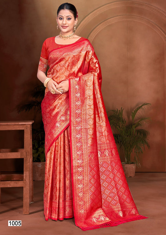 Kanjivaram Silk Saree with Matching Blouse Piece