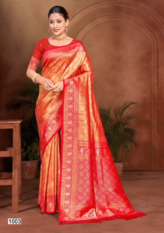 Kanjivaram Silk Saree with Matching Blouse Piece