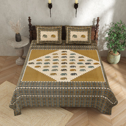 KASHISH 100×108 Cotton King Size Bedsheet with 2 Pillow Covers