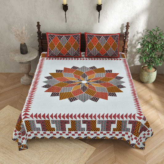 KASHISH 100×108 Cotton King Size Bedsheet with 2 Pillow Covers
