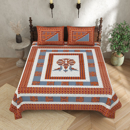 KASHISH 100×108 Cotton King Size Bedsheet with 2 Pillow Covers