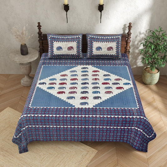 KASHISH 100×108 Cotton King Size Bedsheet with 2 Pillow Covers