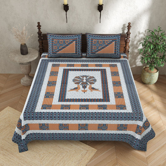 KASHISH 100×108 Cotton King Size Bedsheet with 2 Pillow Covers
