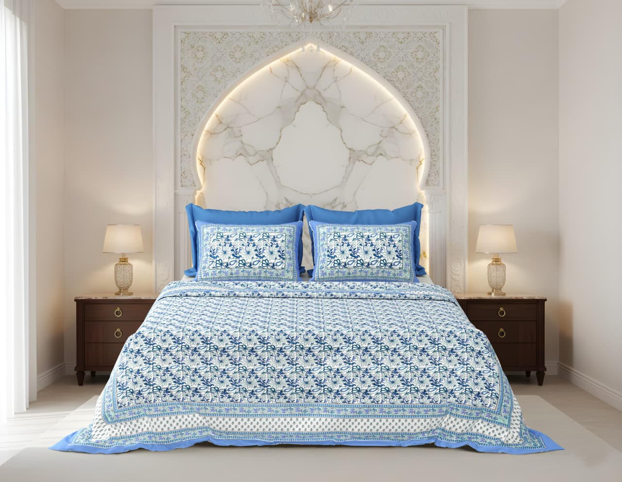 King Size Cotton Bedsheet 108x108 Inches with 2 Pillow Covers
