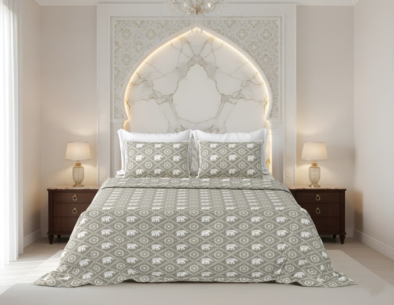 King Size Cotton Bedsheet 108x108 Inches with 2 Pillow Covers