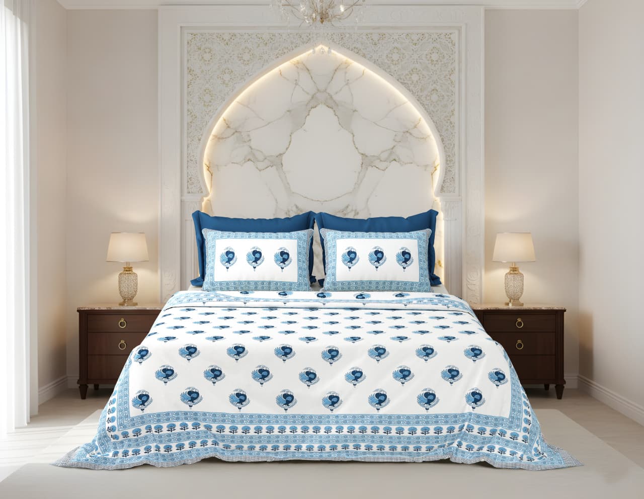 King Size Cotton Bedsheet 108x108 Inches with 2 Pillow Covers