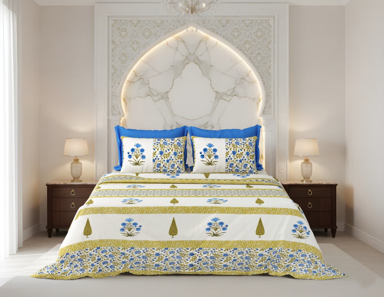 King Size Cotton Bedsheet 108x108 Inches with 2 Pillow Covers