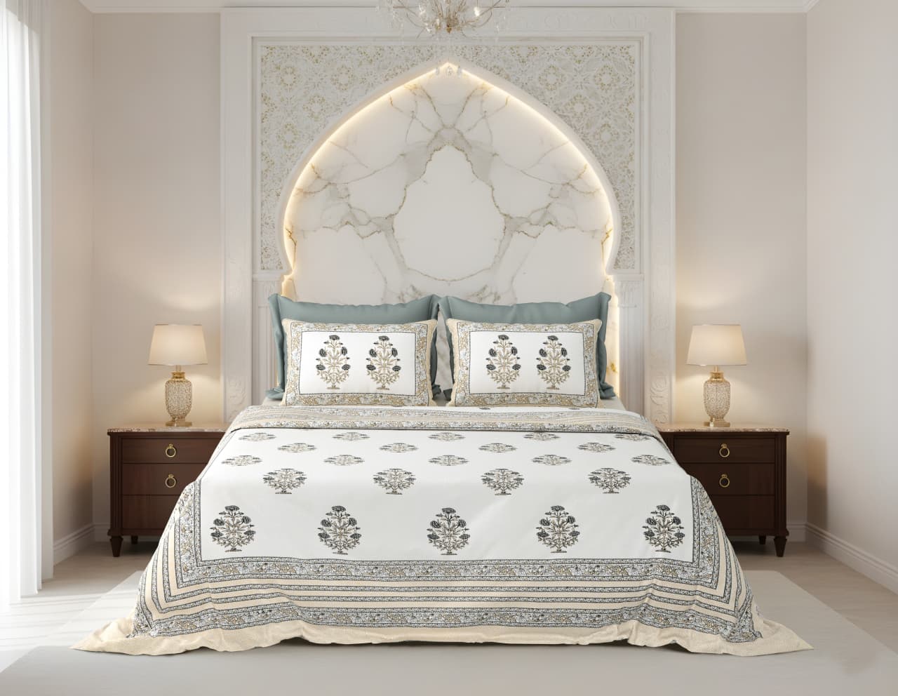King Size Cotton Bedsheet 108x108 Inches with 2 Pillow Covers