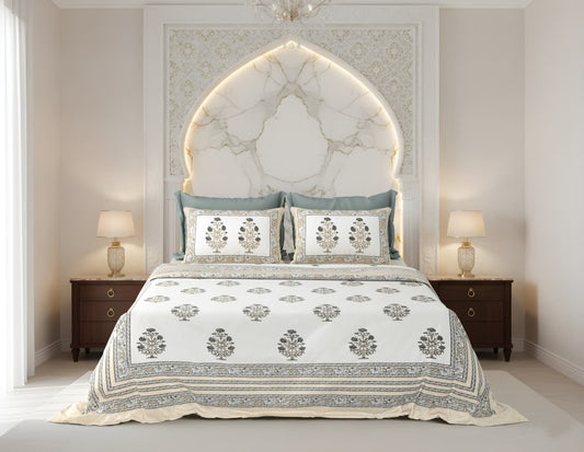 King Size Cotton Bedsheet 108x108 Inches with 2 Pillow Covers