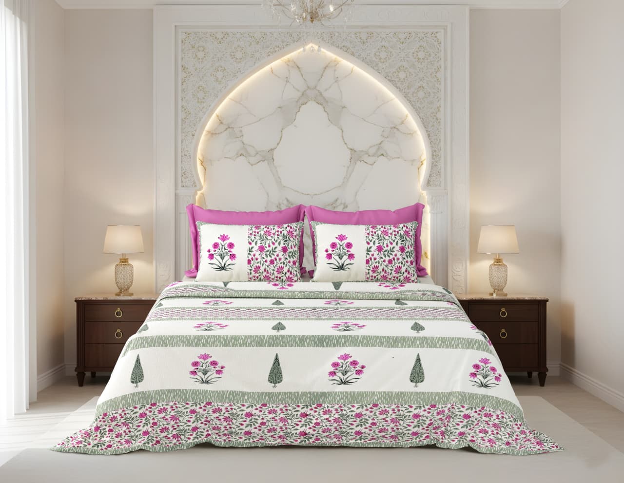 King Size Cotton Bedsheet 108x108 Inches with 2 Pillow Covers