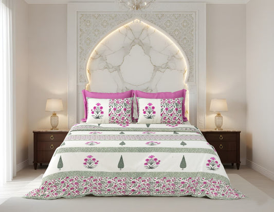 King Size Cotton Bedsheet 108x108 Inches with 2 Pillow Covers
