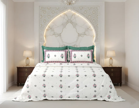 King Size Cotton Bedsheet 108x108 Inches with 2 Pillow Covers