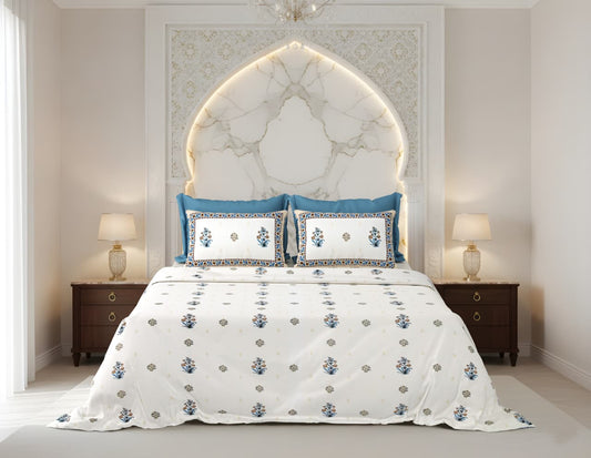 King Size Cotton Bedsheet 108x108 Inches with 2 Pillow Covers