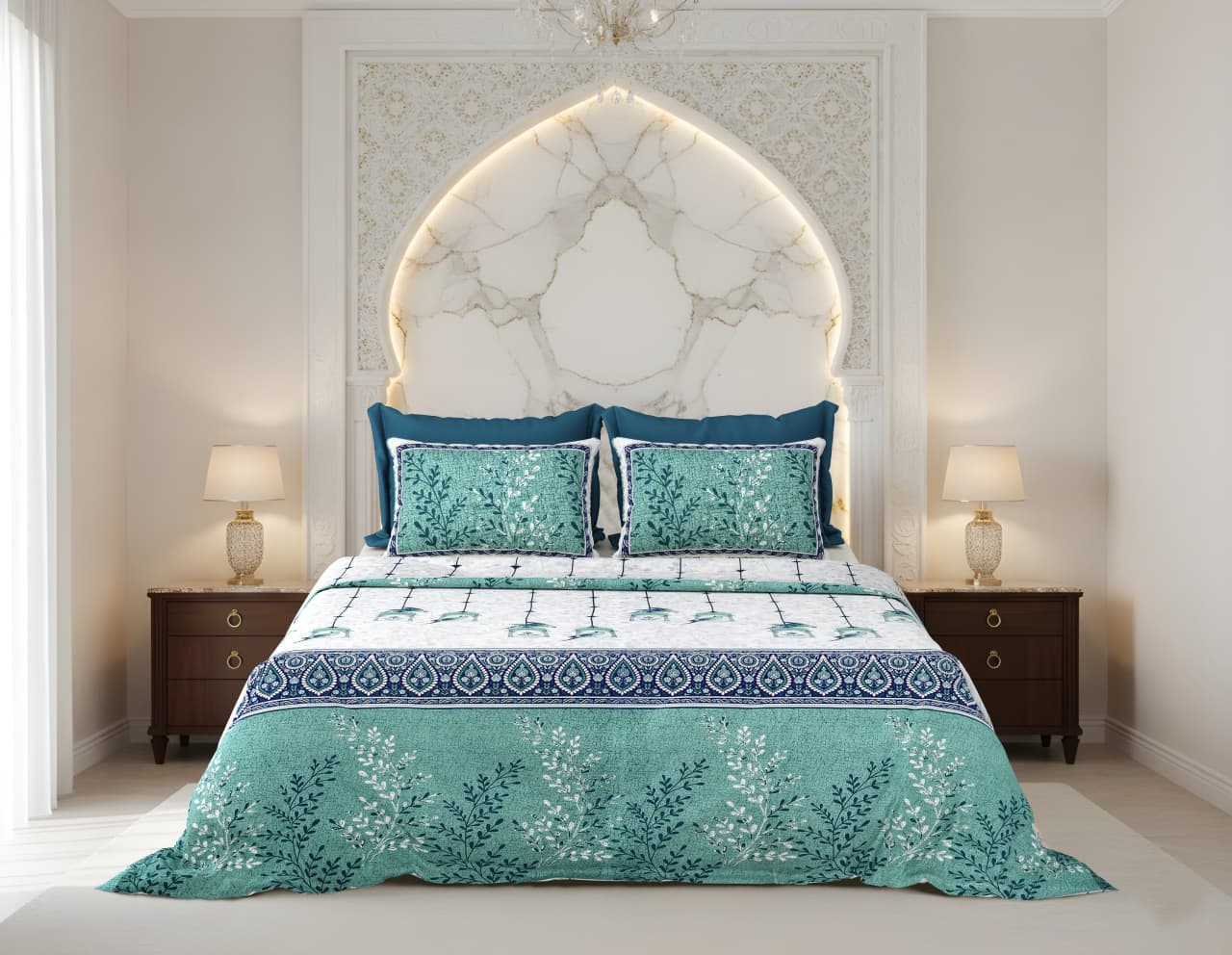 King Size Cotton Bedsheet 108x108 Inches with 2 Pillow Covers