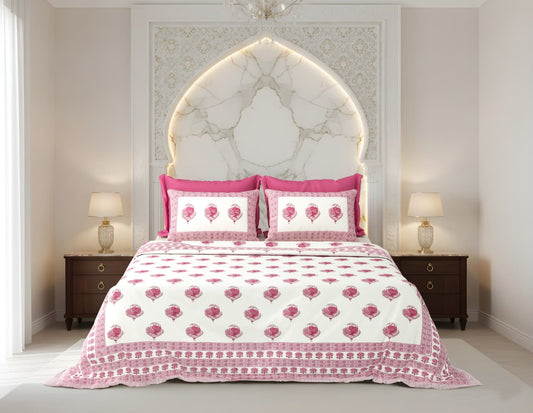 King Size Cotton Bedsheet 108x108 Inches with 2 Pillow Covers