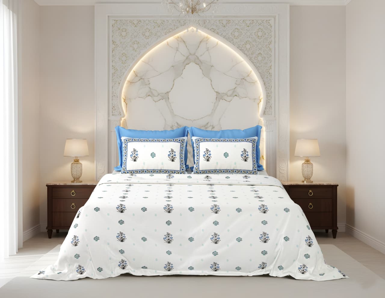 King Size Cotton Bedsheet 108x108 Inches with 2 Pillow Covers