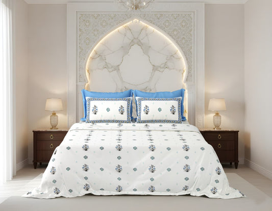 King Size Cotton Bedsheet 108x108 Inches with 2 Pillow Covers