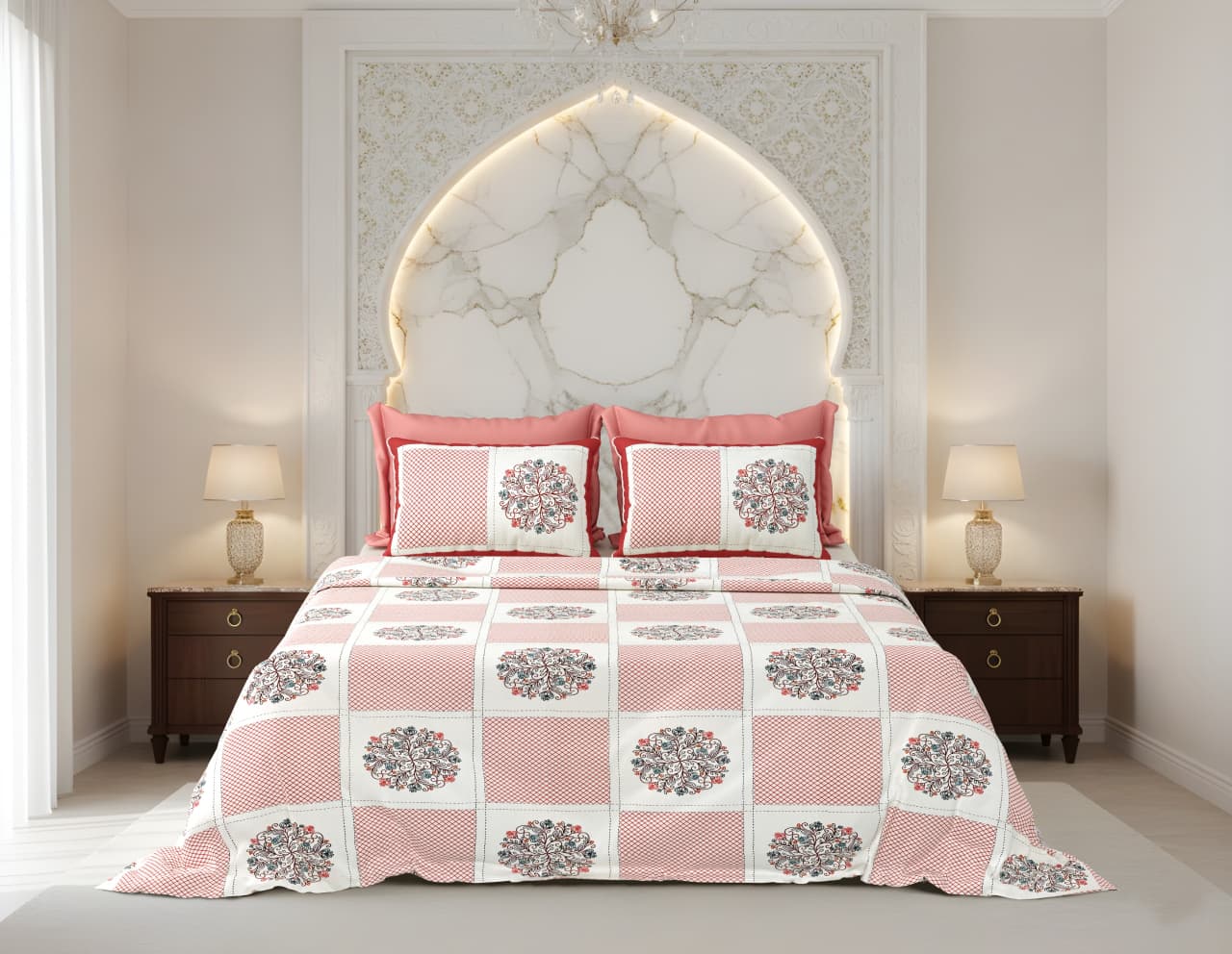 King Size Cotton Bedsheet 108x108 Inches with 2 Pillow Covers