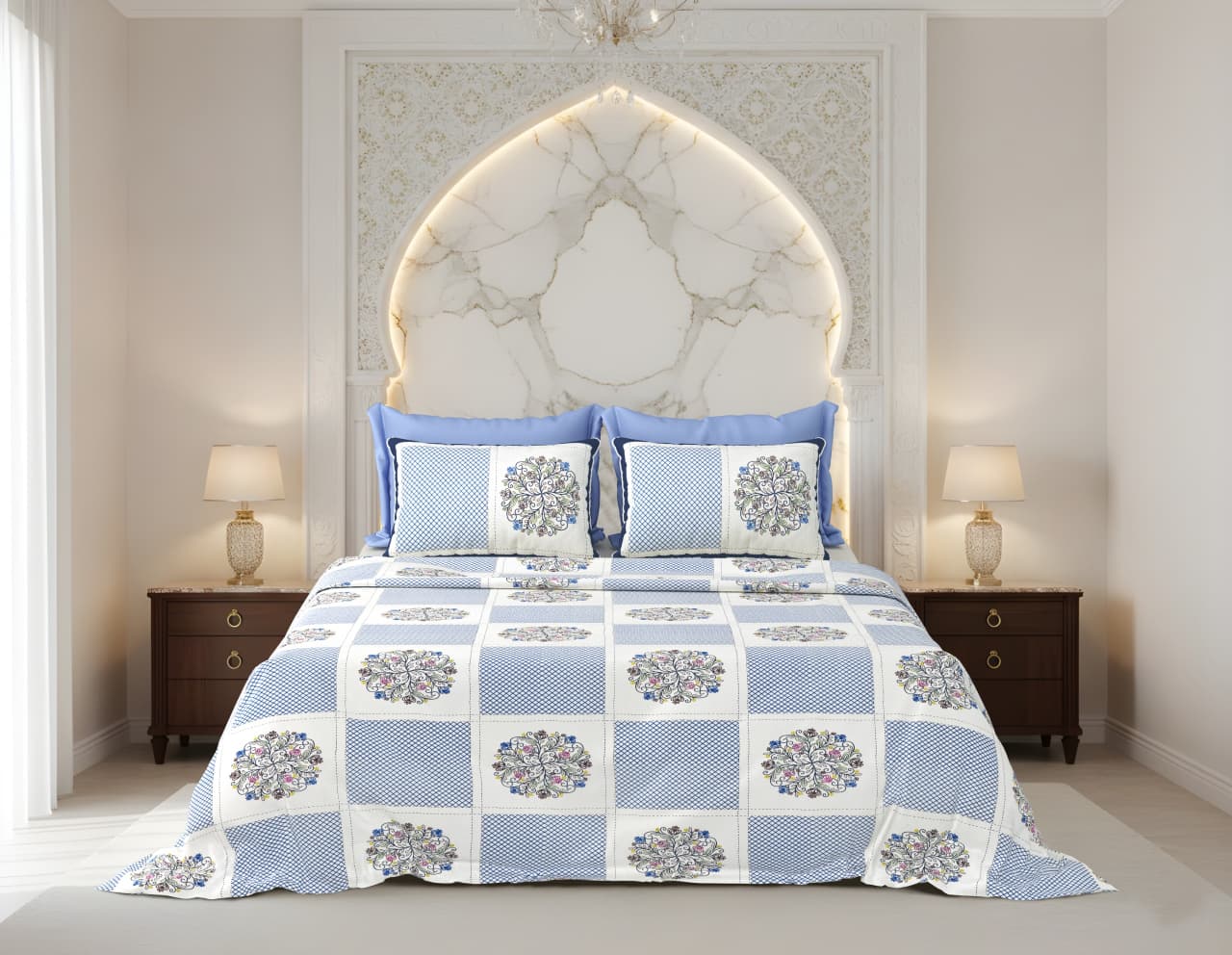 King Size Cotton Bedsheet 108x108 Inches with 2 Pillow Covers