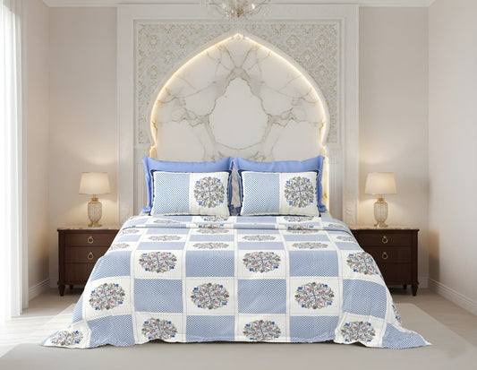 King Size Cotton Bedsheet 108x108 Inches with 2 Pillow Covers