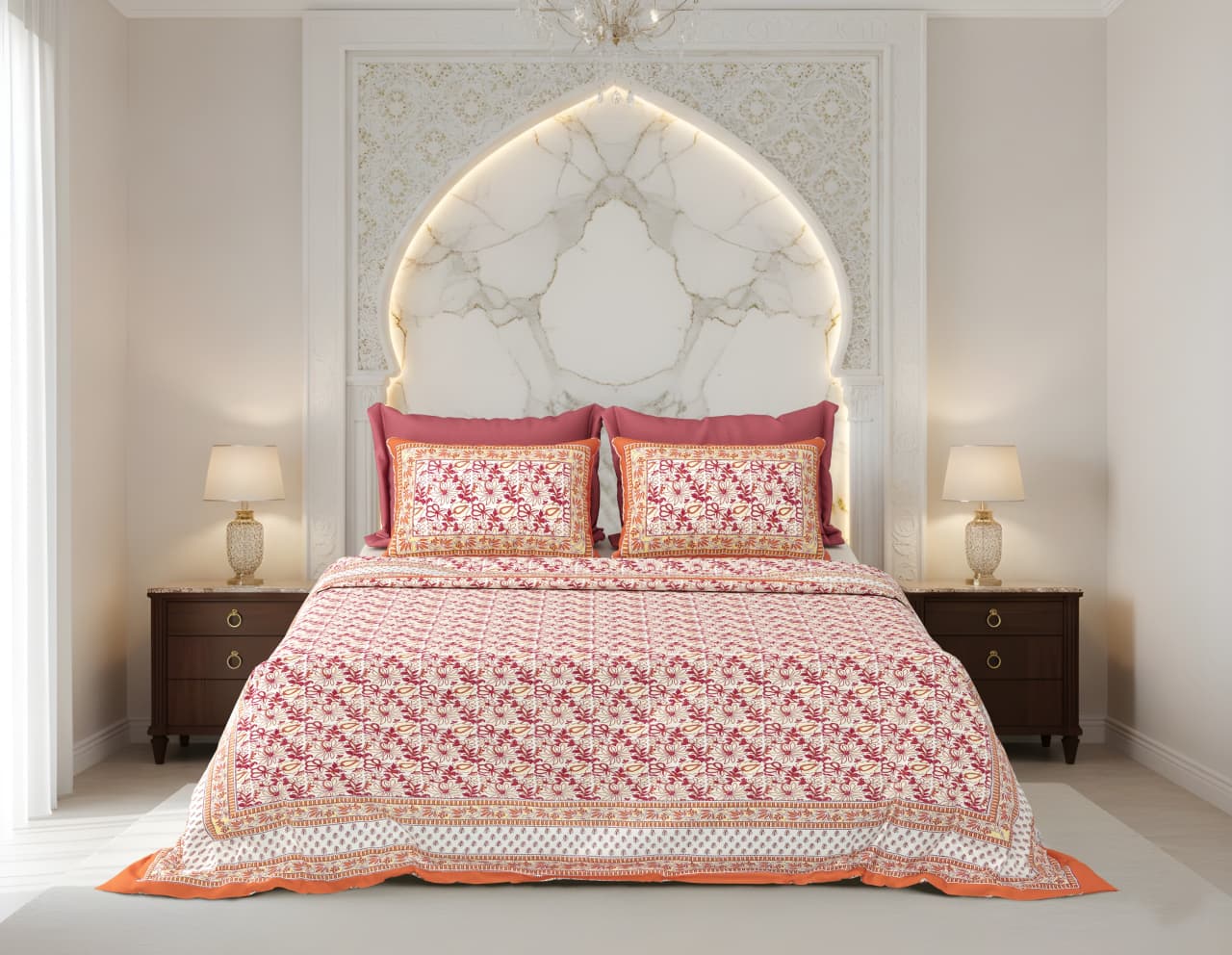King Size Cotton Bedsheet 108x108 Inches with 2 Pillow Covers