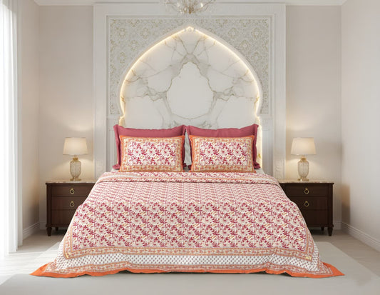 King Size Cotton Bedsheet 108x108 Inches with 2 Pillow Covers