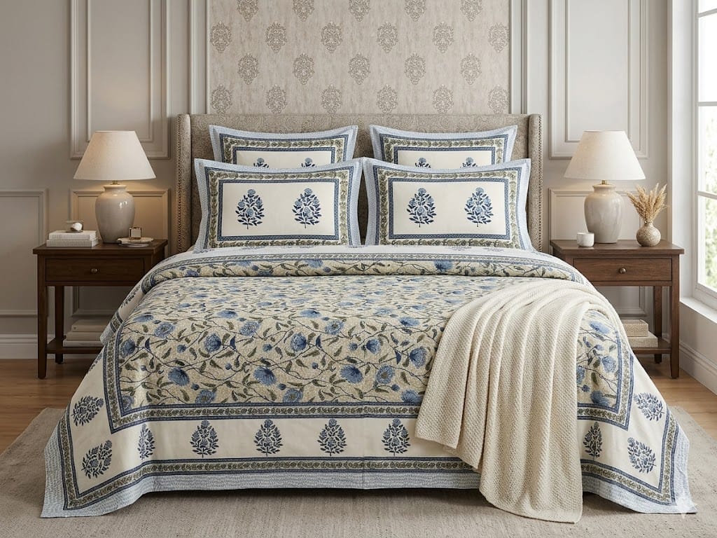 King Size Cotton Bedsheet 108x108 with 2 Pillow Covers