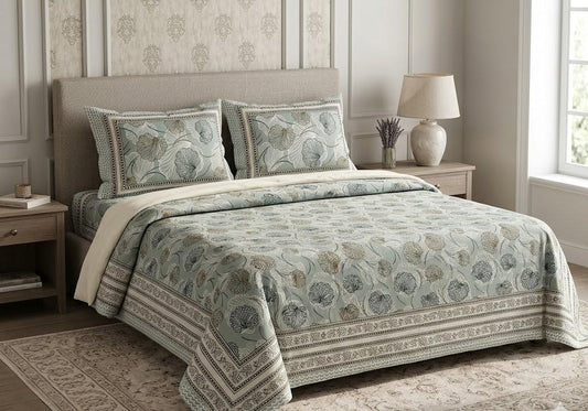 King Size Cotton Bedsheet 108x108 with 2 Pillow Covers