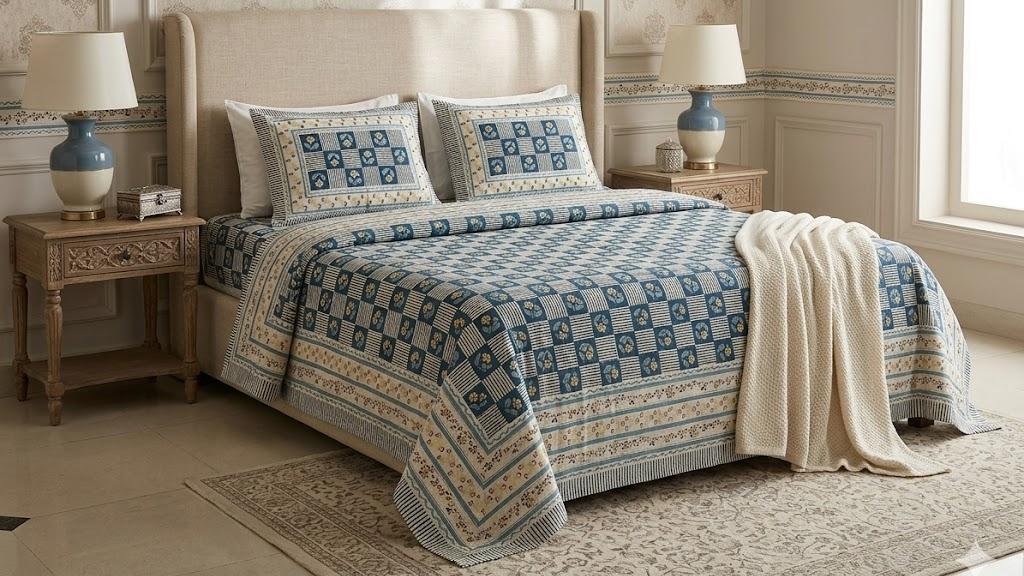 King Size Cotton Bedsheet 108x108 with 2 Pillow Covers
