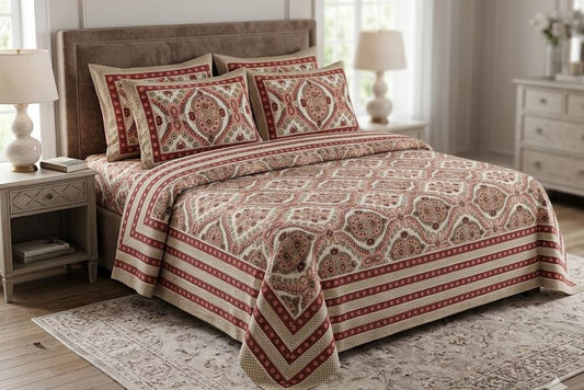 King Size Cotton Bedsheet 108x108 with 2 Pillow Covers