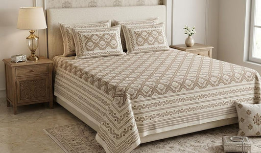 King Size Cotton Bedsheet 108x108 with 2 Pillow Covers