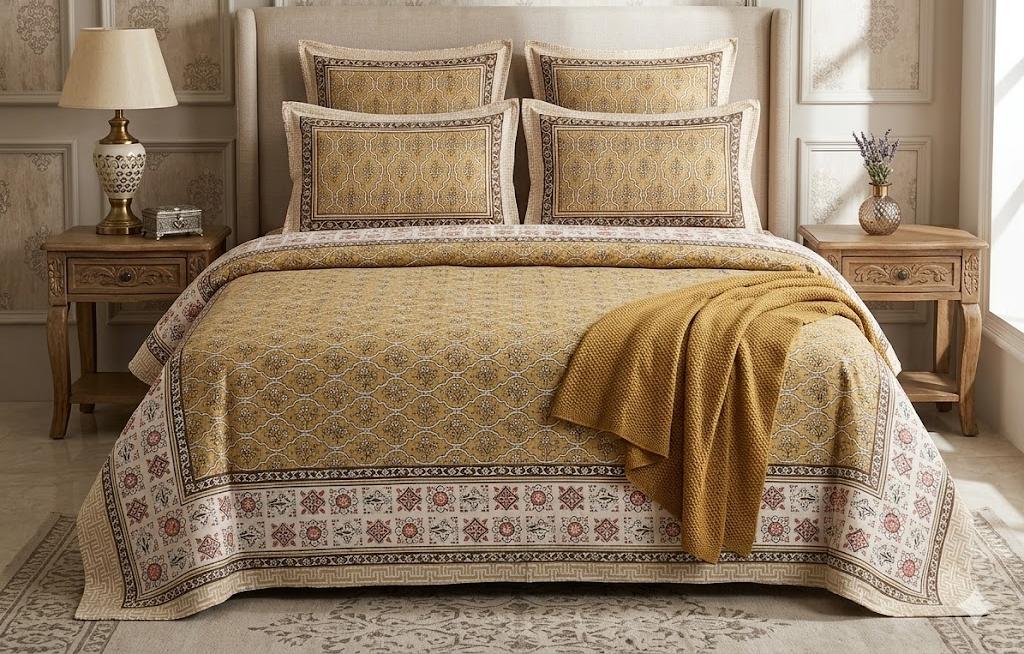 King Size Cotton Bedsheet 108x108 with 2 Pillow Covers