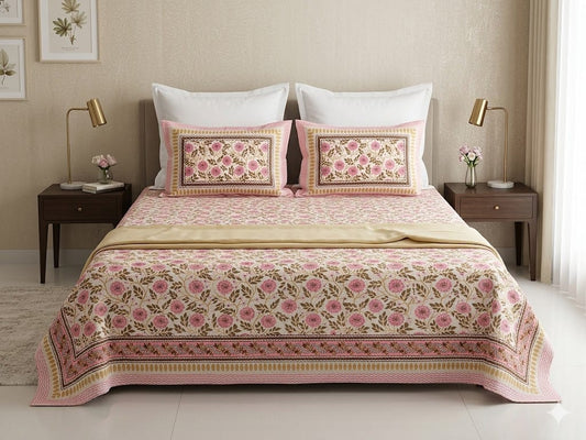 King Size Cotton Bedsheet 108x108 with 2 Pillow Covers
