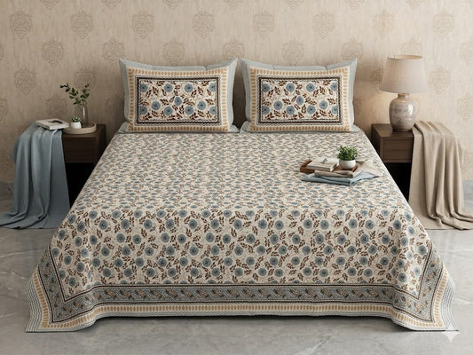 King Size Cotton Bedsheet 108x108 with 2 Pillow Covers