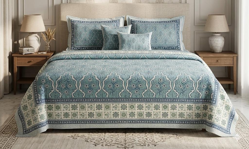 King Size Cotton Bedsheet 108x108 with 2 Pillow Covers