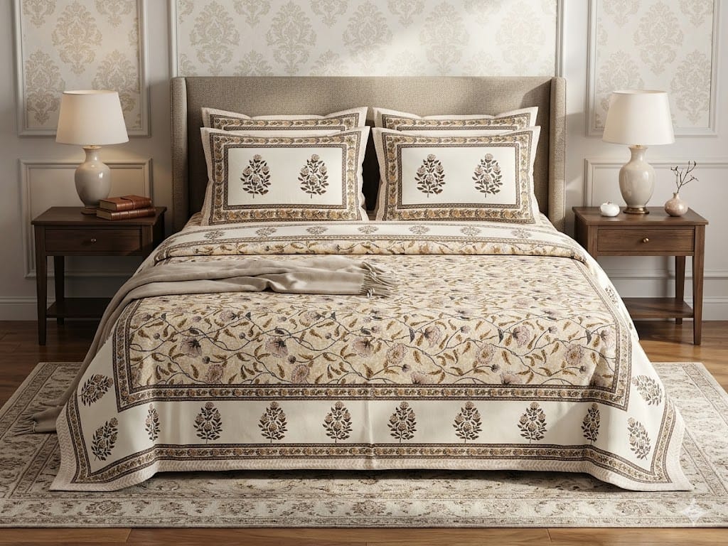 King Size Cotton Bedsheet 108x108 with 2 Pillow Covers
