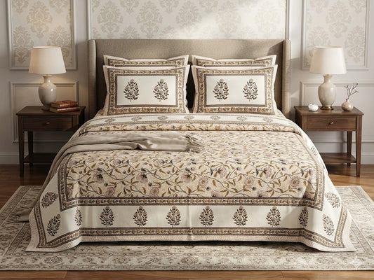 King Size Cotton Bedsheet 108x108 with 2 Pillow Covers