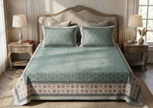 King Size Cotton Bedsheet 108x108 with 2 Pillow Covers