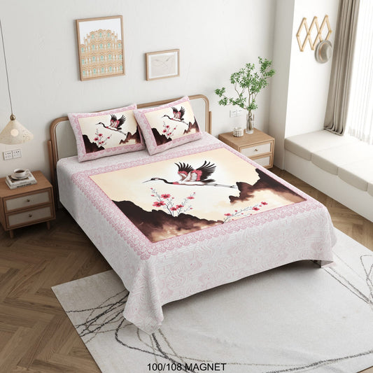 King Size Cotton Viscose Blend Bedsheet with 2 Pillow Covers (100 x 108 Inches)