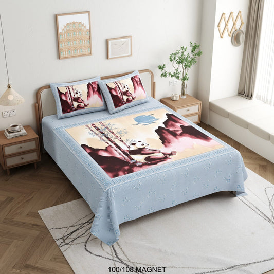 King Size Cotton Viscose Blend Bedsheet with 2 Pillow Covers (100 x 108 Inches)