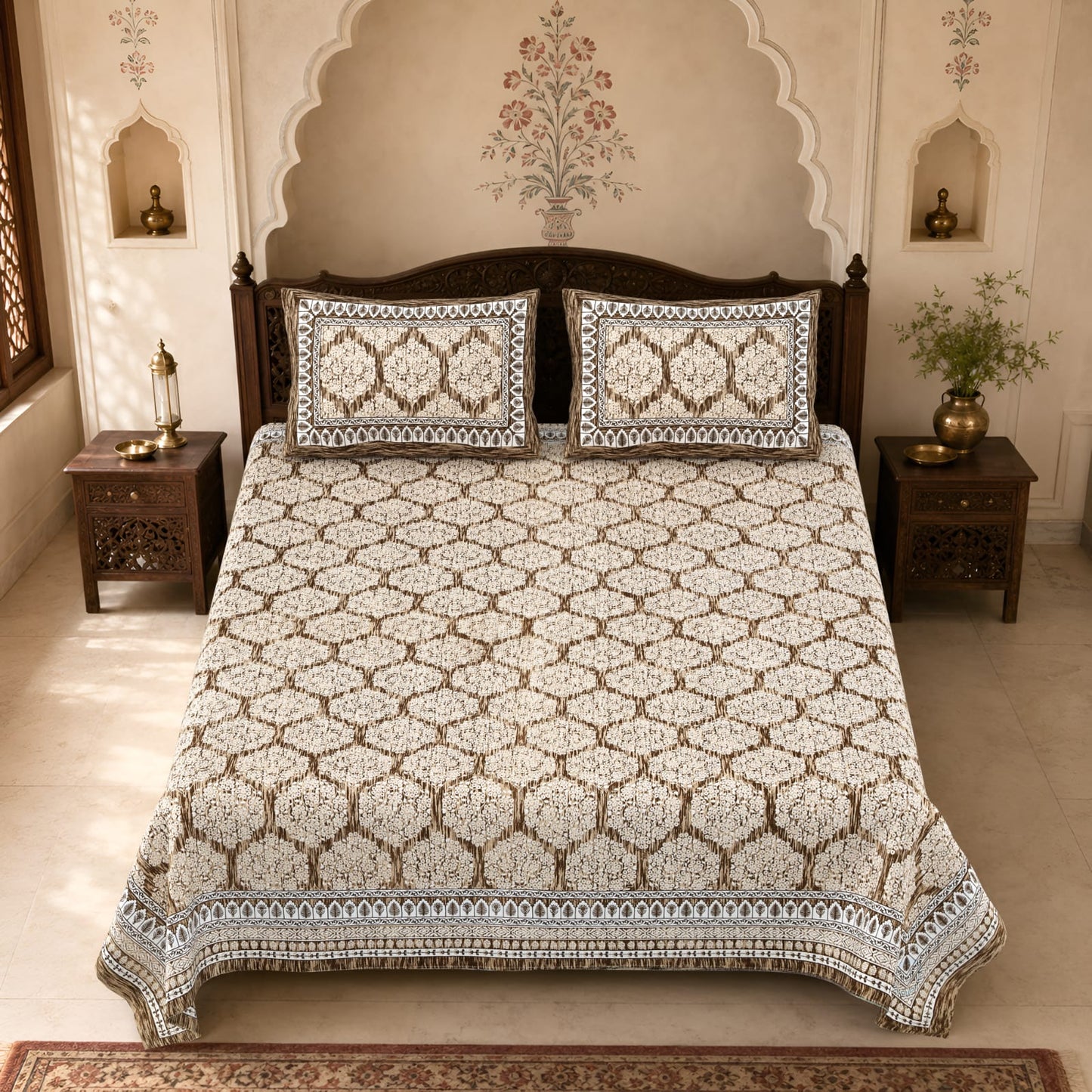 King Size Cotton Viscose Blend Bedsheet with 2 Pillow Covers (100 x 108 Inches)