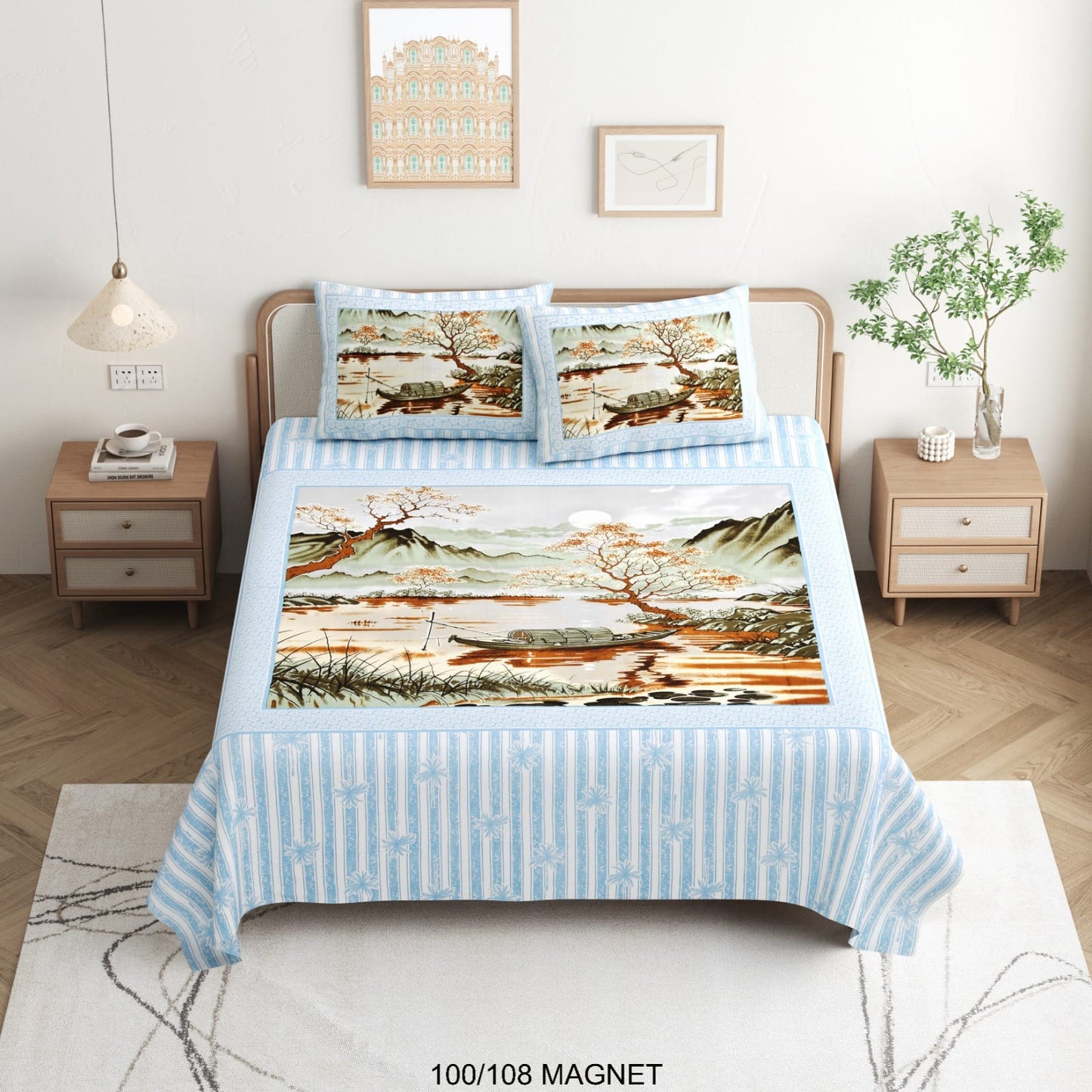 King Size Cotton Viscose Blend Bedsheet with 2 Pillow Covers (100 x 108 Inches)