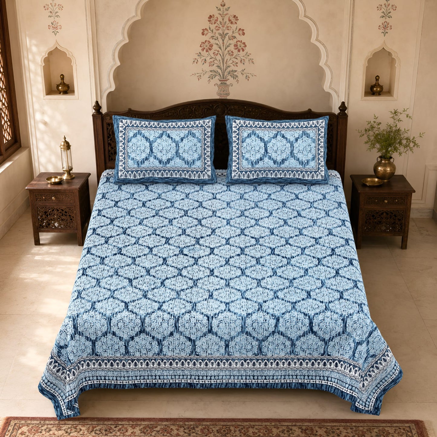 King Size Cotton Viscose Blend Bedsheet with 2 Pillow Covers (100 x 108 Inches)