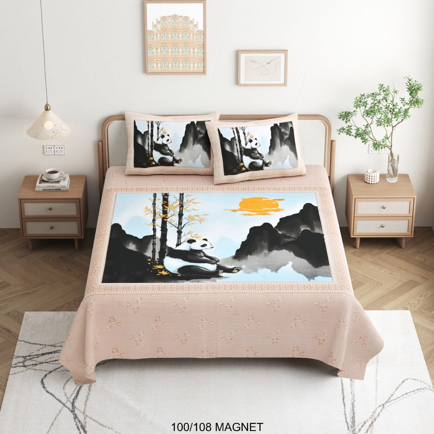King Size Cotton Viscose Blend Bedsheet with 2 Pillow Covers (100 x 108 Inches)