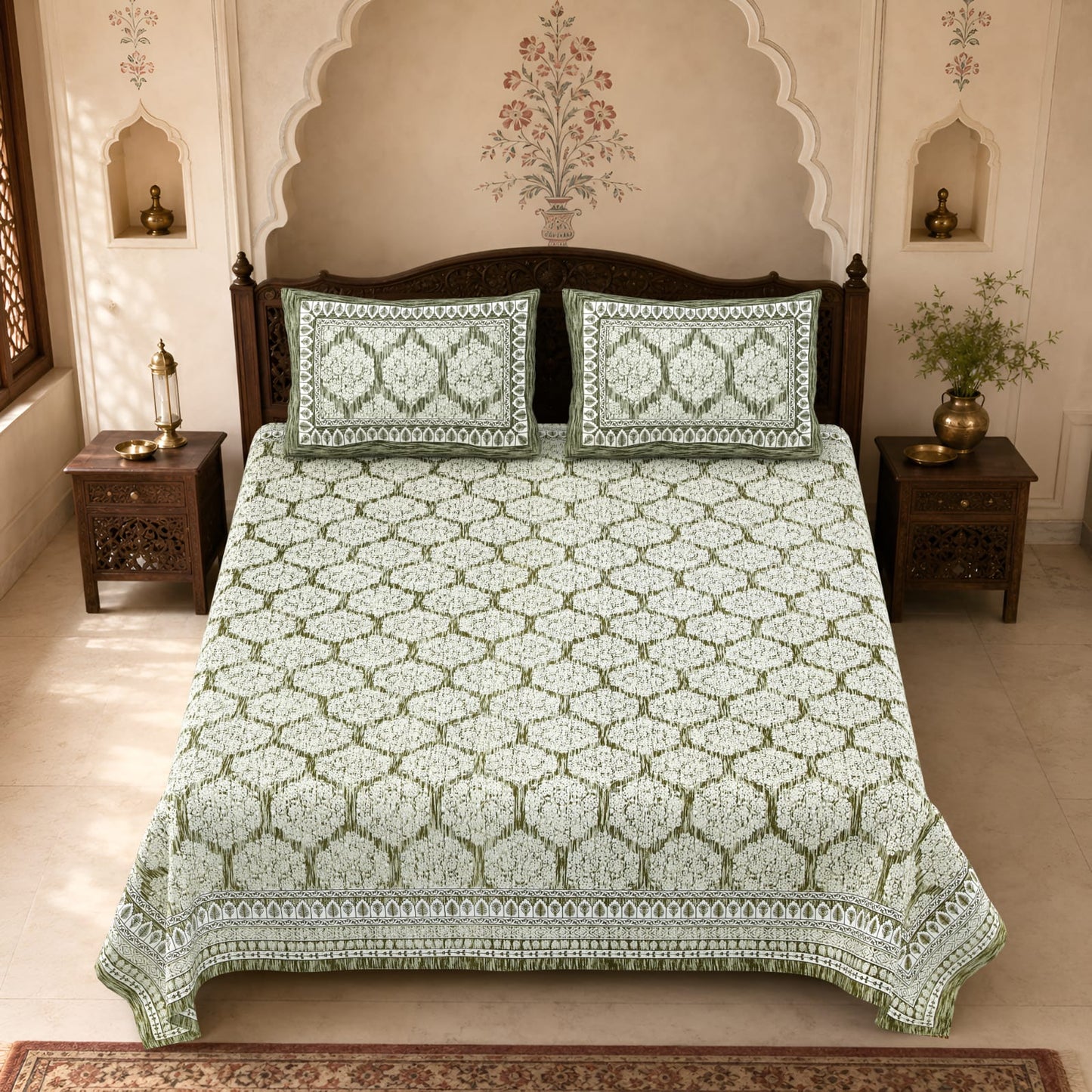 King Size Cotton Viscose Blend Bedsheet with 2 Pillow Covers (100 x 108 Inches)