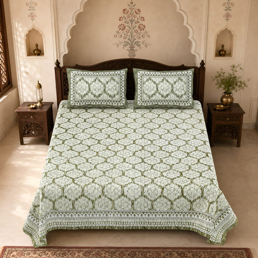 King Size Cotton Viscose Blend Bedsheet with 2 Pillow Covers (100 x 108 Inches)